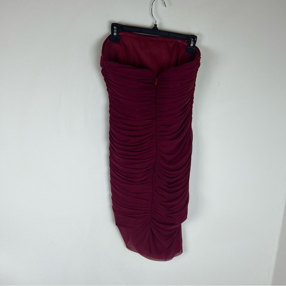 Majorelle Revolve Ursula Red Wine Strapless Ruched Mesh Mini Dress Size M - Picture 5 of 7